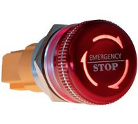Joy-it Button22NA-02 Button22NA-02 Bouton darrêt durgence 220 V à accrochage rouge, vert (Ø x L) 22 mm x 46.50 mm IP67, IK10 1 pc(s)