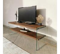 Concept Usine – Meuble TV Joy – Contemporain verre et bois 120 cm Marron