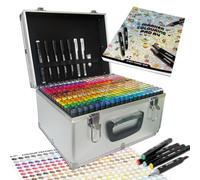 Joya Creative Lot de 300 marqueurs à alcool dans un coffret en métal luxueux avec marqueur A4, feutres fins et stylos gel, marqueurs à double pointe, stylos à alcool à séchage rapide, multicolore