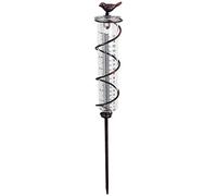 JOYBee Pluviomètre en Spirale en Verre d'une capacité de 17,8 cm, jauge de Pluie en Fonte à Suspendre pour Oiseaux, Compteur d'eau de Pluie de Jardin avec Cadre en métal, décoration pour Jardin,