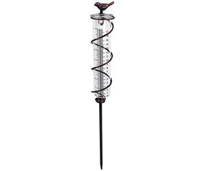 JOYBee Pluviomètre en Spirale en Verre d'une capacité de 17,8 cm, jauge de Pluie en Fonte à Suspendre pour Oiseaux, Compteur d'eau de Pluie de Jardin avec Cadre en métal, décoration pour Jardin,