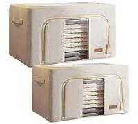 JOYBOS, Lot de 2 boîtes de rangement pour vêtements, 24 + 66 l, pliable, en textile