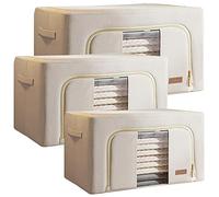 JOYBOS, Lot de 3 boîtes de rangement pliables en textile 24 + 66 + 100 l