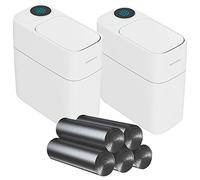 JOYBOS PK5467 Lot de 2 poubelles à absorption automatique 10 l chacune, pour la maison ou le bureau, comprend 140 sacs à ordures, 10 litres, polypropylène, blanc