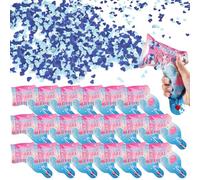 Joycabin Lot de 20 canons à confettis Gender Reveal - 100 % biodégradables - Pour annoncer le sexe - Pour bébé garçon et fille - Fournitures de fête (bleu)