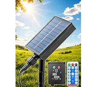 Joycome 1200mAh Panneau Solaire pour Guirlande Exterieur；Sortie 24V/1.2W | Mini Panneau Solaire; Télécommande - 8 modes & Luminosité & Minuterie；Double Chargement - Soleil&USB-C; Étanche IP65