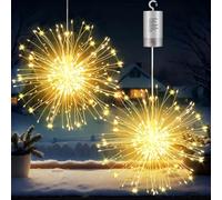 Joycome 2 Pack 180 LED Lumières Décoratives de Feux d'Artifice Batterie | 8 Modes IP67 Étanche Guirlande Lumineuse de Noël Fil de Cuivre à Télécommande pour Intérieure Extérieure Décoration