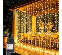Joycome 3m x 3m 300 LED Rideau Lumineux Noël avec Transformateur | Timer Guirlande Lumineuse, 8 Modes Étanche Rideau Lumineuse pour Noël Chambre Fenêtre Mariage Extérieur Interieur