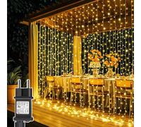 Joycome Guirlande Lumineuse 3m x 3m 300 LED Rideau Lumineux Noël avec Transformateur, Timer, 8 Modes Étanche Rideau Lumineuse pour Noël Chambre Fenêtre Mariage Extérieur Interieur Décorations