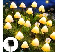 Joycome Lampe Solaire Exterieur Jardin, 5M 20 LED Veilleuse Champignons, Deco Jardin Exterieur IP65 Étanche, Lumiere Solaire pour Pelouse Patio Clôture Balcon Paysage (Blanc Chaud)