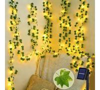 Joycome Lierre Artificiel Guirlande Lumineuse, 10M 100 LED Guirlande Feuille Artificielles Solaire, 8 Modes Faux Lierre, IP65 Étanche Decoration Terrasse Exterieur Jardin Balcon Mural