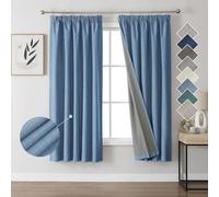 Joydeco 100% Rideau Occultant Thermique en Lin avec Galon Fronceur 117x183 cm 2 Pièces, Rideau Isolant Thermique Anti Froid et Chaleur à Passe Tringle pour Décoration de Porte Fenêtre