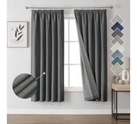 Joydeco 100% Rideau Occultant Thermique en Lin avec Galon Fronceur 117x183 cm 2 Pièces, Rideau Isolant Thermique Anti Froid et Chaleur à Passe Tringle pour Décoration de Porte Fenêtre