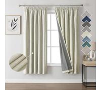 Joydeco 100% Rideau Occultant Thermique en Lin avec Galon Fronceur 132x183 cm 2 Pièces, Rideau Isolant Thermique Anti Froid et Chaleur à Passe Tringle pour Décoration de Porte Fenêtre