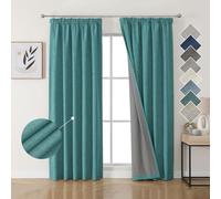 Joydeco 100% Rideau Occultant Thermique en Lin avec Galon Fronceur 140x245 cm 2 Pièces, Rideau Isolant Thermique Anti Froid et Chaleur à Passe Tringle pour Décoration de Porte Fenêtre