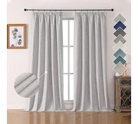 Joydeco 100% Rideau Occultant Thermique en Lin avec Galon Fronceur 140x275 cm 2 Pièces, Rideau Isolant Thermique Anti Froid et Chaleur à Passe Tringle pour Décoration de Porte Fenêtre