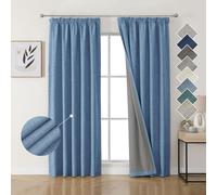 Joydeco 100% Rideau Occultant Thermique en Lin avec Galon Fronceur 167x229 cm 2 Pièces, Rideau Isolant Thermique Anti Froid et Chaleur à Passe Tringle pour Décoration de Porte Fenêtre
