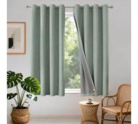 Joydeco 100% Rideau Occultant Thermique Isolant Anti Froid et Chaleur 106x158cm 2 Pièces, Rideaux Opaques Effet Lin à Oeillets Anti UV Anti Bruit, Decoration Chambre Maison Salon - Vert Sauge