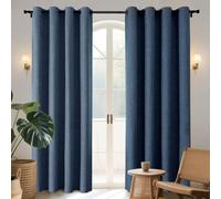 Joydeco 100% Rideau Occultant Thermique Isolant Anti Froid et Chaleur 140x200cm 2 Pièces, Rideaux Opaques Effet Lin à Oeillets Anti UV Anti Bruit, Decoration Chambre Maison Salon - Bleu Marine