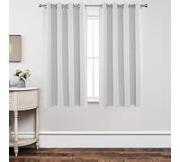Joydeco Ensemble de 2 Rideaux Longs Blancs à Isolation Thermique avec œillets pour fenêtre de Salon, Chambre à Coucher (132 x 160 cm (l x L), Blanc grisâtre)
