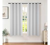 Joydeco Ensemble de 2 Rideaux Longs Blancs à Isolation Thermique avec œillets pour fenêtre de Salon, Chambre à Coucher (132 x 183 cm (l x L), Blanc grisâtre)