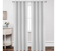 Joydeco Ensemble de 2 Rideaux Longs Blancs à Isolation Thermique avec œillets pour fenêtre de Salon, Chambre à Coucher (106 x 213 cm (l x L), Blanc grisâtre)