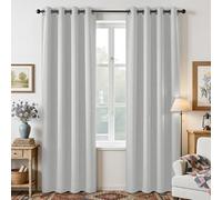 Joydeco Ensemble de 2 Rideaux Longs Blancs à Isolation Thermique pour fenêtre de Salon, Chambre à Coucher (132 x 304 cm (l x L), Blanc grisâtre)