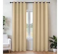 Joydeco Ensemble de 2 Rideaux Longs occultants à Isolation Thermique avec œillets pour fenêtre de Salon, Chambre à Coucher (132 x 213 cm (l x L), Beige)