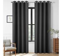 Joydeco Ensemble de 2 Rideaux Longs occultants à Isolation Thermique avec œillets pour fenêtre de Salon, Chambre à Coucher (132 x 213 cm (l x L), Gris foncé)