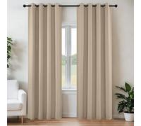 Joydeco Ensemble de 2 Rideaux Longs occultants à Isolation Thermique avec œillets pour fenêtre de Salon, Chambre à Coucher (132 x 274 cm (l x L), Beige Clair)