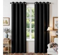 Joydeco Ensemble de 2 Rideaux Longs occultants à Isolation Thermique avec œillets pour fenêtre de Salon, Chambre à Coucher (132 x 213 cm (l x L), Noir)