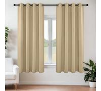 Joydeco Ensemble de 2 Rideaux Longs occultants à Isolation Thermique avec œillets pour fenêtres de Chambre à Coucher et Salon (106 x 160 cm (l x L), Beige)