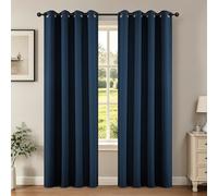 Joydeco Ensemble de 2 Rideaux Longs occultants à Isolation Thermique avec œillets pour fenêtres de Chambre à Coucher et Salon (132 x 228,6 cm (l x L), Bleu Marine)