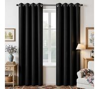 Joydeco Ensemble de 2 Rideaux occultants à Isolation Thermique avec œillets pour fenêtre de Salon, Chambre à Coucher (132 x 228 cm (l x L), Noir)