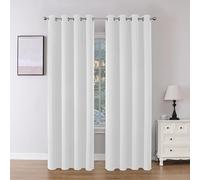 Joydeco Ensemble de 2 Rideaux occultants à Isolation Thermique avec œillets pour fenêtre de Salon, Chambre à Coucher (Blanc grisâtre, 132 x 241 cm)