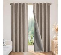 Joydeco Lot de 1 Panneau de Rideaux en Lin Naturel 100% occultant, Isolation Thermique avec Languette arrière, Passe-Tringle (254 x 304,8 cm, Lin)
