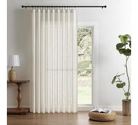Joydeco Lot de 1 Panneau de Rideaux filtrant la lumière de 228,6 cm de Long pour Chambre à Coucher, Rideaux Semi-Transparents en Lin de 228,6 cm de Long avec Passe-Tringle, Blanc