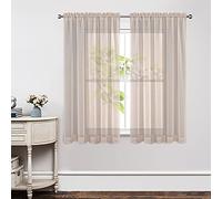 Joydeco Lot de 2 Panneaux de Rideaux Transparents en Lin de 160 cm de Long avec Passe-Tringle pour fenêtre, Chambre à Coucher, Salon, Panneaux Semi-drapés légers pour Cour, terrasse (137,2 x 160 cm,