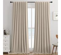 Joydeco Lot de 2 Rideaux 100% occultants de Luxe en Velours Beige Clair pour Chambre à Coucher, Salon, Rideaux de fenêtre occultants avec Passe-Tringle et Languette arrière (132,1 x 243,8 cm (l x L