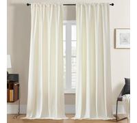 Joydeco Lot de 2 Rideaux de fenêtre occultants en Velours Blanc avec Passe-Tringle de 228,6 cm de Long - Rideaux de fenêtre à Isolation Thermique Super Doux pour Salon, Salle à Manger, Chambre à