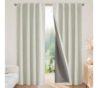 Joydeco Lot de 2 Rideaux Longs en Lin 100% occultants pour Chambre à Coucher et Salon, Isolation Thermique, Languette arrière, Passe-Tringle (Bordeaux)