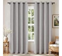 Joydeco Lot de 2 Rideaux occultants pour Chambre à Coucher, Rideaux 100% occultants texturés Thermiques, Protection de l'intimité, 132,1 x 183 cm (l x L), Blanc grisâtre