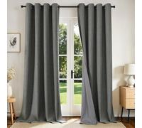 Joydeco Lot de 2 Rideaux occultants pour Chambre à Coucher, Rideaux 100% occultants texturés Thermiques, Protection de l'intimité, 132 x 274 cm (l x L), Gris