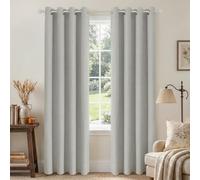 Joydeco Lot de 2 Rideaux occultants pour Chambre à Coucher, Rideaux 100% occultants texturés Thermiques, Protection de l'intimité, 106,7 x 228,6 cm (l x L), Blanc grisâtre
