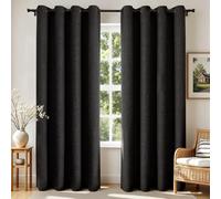 Joydeco Lot de 2 Rideaux occultants pour Chambre à Coucher, Rideaux 100% occultants texturés Thermiques, Protection de l'intimité, 132 x 160 cm (l x L), Noir