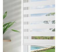 Joydeco Mini Stores zébrés sans Fil pour fenêtres, 88,9 cm de Large, Blanc Transparent Qui Filtre la lumière, Double Couche pour Chambre à Coucher, Porte coulissante en Verre
