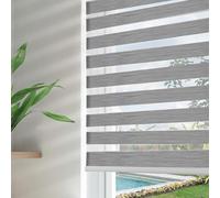 Joydeco Stores zébrés sans Fil pour fenêtres, Mini Stores zébrés Gris Transparents de 86,4 cm de Large, Double Couche filtrant la lumière pour Porte coulissante en Verre