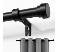 Joydeco Tringle à rideaux réglable en métal noir mat de 2,5 cm de diamètre 304,8 cm de long avec embouts en aluminium, 81,3 à 304,8 cm