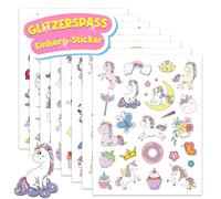 JOYEASE Autocollants licorne avec effet scintillant, plus de 160 autocollants licorne à paillettes, pour fille, cadeau de rentrée des classes, sac d'école, fille