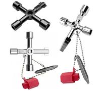 JoyEcho Set de 3 Clé Universelle Triangle, Universelle Multifonction 4 Voies pour Poubelle, Armoire Electrique, Boîtier Compteur, Coffret de Compteurs d'eau, Clés Techniques Professionnelles